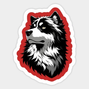 Stunning and Cool Croatian Sheepdog Monochrome and Gold Portrait for Father's Day Sticker